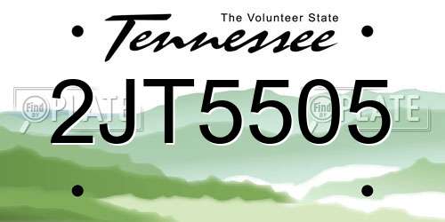 2JT5505 Tennessee License Plate