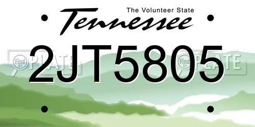 2JT5805 Tennessee License Plate