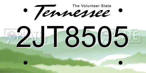 2JT8505 Tennessee License Plate