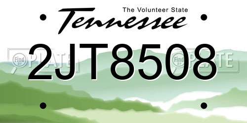 2JT8508 Tennessee License Plate