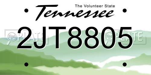 2JT8805 Tennessee License Plate