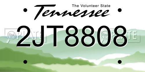 2JT8808 Tennessee License Plate
