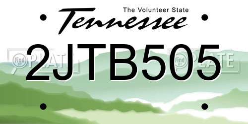 2JTB505 Tennessee License Plate