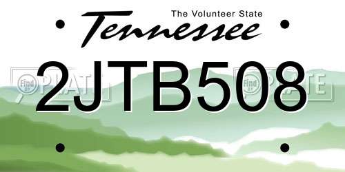2JTB508 Tennessee License Plate