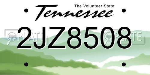 2JZ8508 Tennessee License Plate