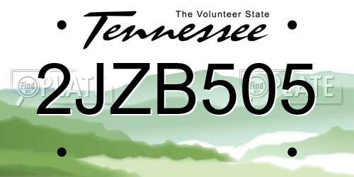 2JZB505 Tennessee License Plate