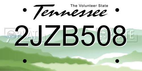 2JZB508 Tennessee License Plate
