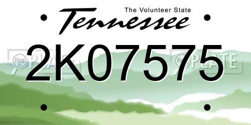 2K07575 Tennessee License Plate