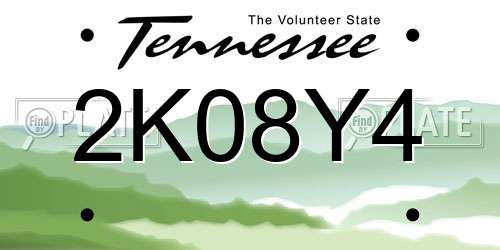 2K08Y4 Tennessee License Plate