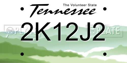 2K12J2 Tennessee License Plate