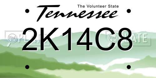 2K14C8 Tennessee License Plate