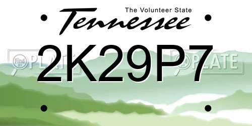 2K29P7 Tennessee License Plate