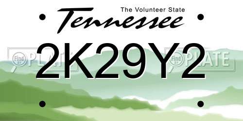 2K29Y2 Tennessee License Plate