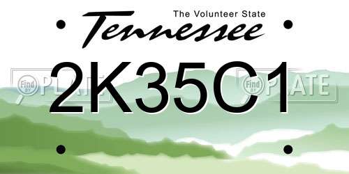 2K35C1 Tennessee License Plate