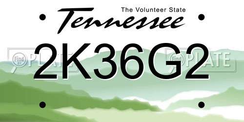2K36G2 Tennessee License Plate