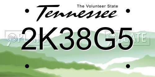 2K38G5 Tennessee License Plate
