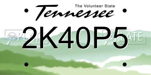 2K40P5 Tennessee License Plate