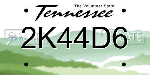 2K44D6 Tennessee License Plate