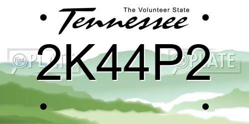 2K44P2 Tennessee License Plate