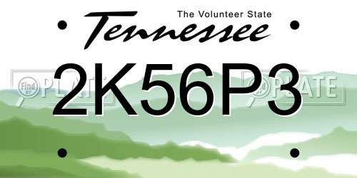 2K56P3 Tennessee License Plate
