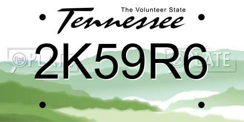 2K59R6 Tennessee License Plate