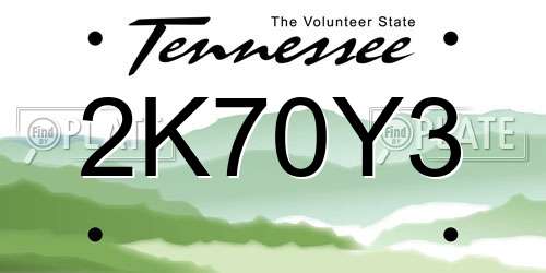 2K70Y3 Tennessee License Plate