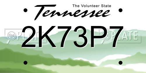 2K73P7 Tennessee License Plate