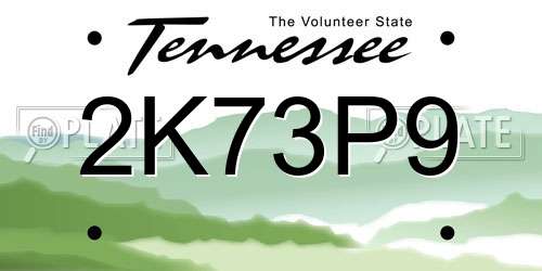 2K73P9 Tennessee License Plate