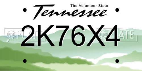 2K76X4 Tennessee License Plate