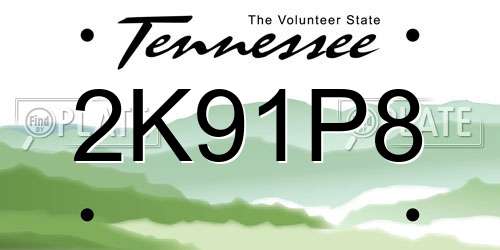 2K91P8 Tennessee License Plate