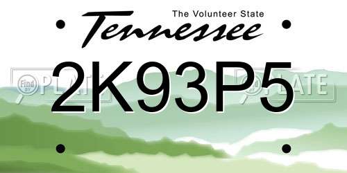2K93P5 Tennessee License Plate