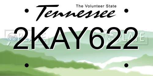 2KAY622 Tennessee License Plate