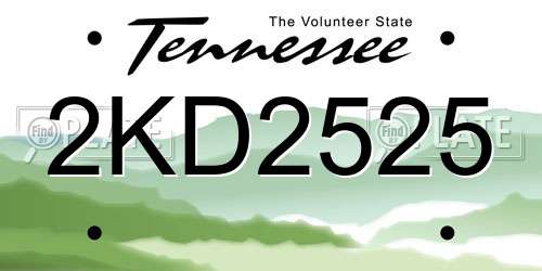 2KD2525 Tennessee License Plate