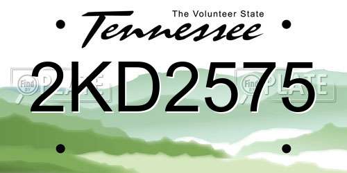 2KD2575 Tennessee License Plate