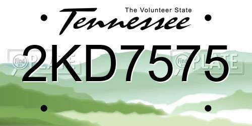 2KD7575 Tennessee License Plate