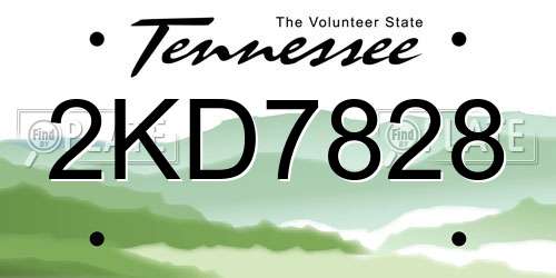 2KD7828 Tennessee License Plate