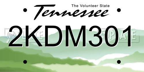 2KDM301 Tennessee License Plate