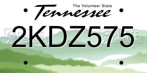 2KDZ575 Tennessee License Plate