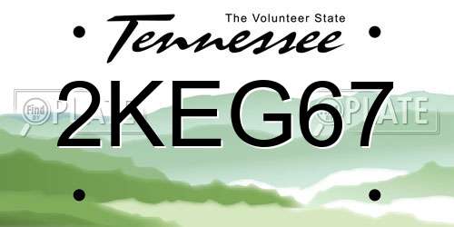 2KEG67 Tennessee License Plate