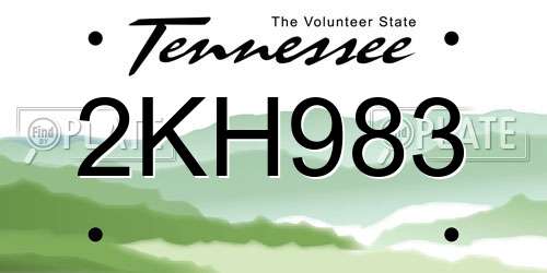 2KH983 Tennessee License Plate