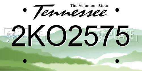 2KO2575 Tennessee License Plate