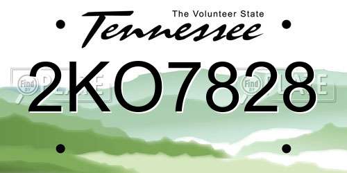 2KO7828 Tennessee License Plate
