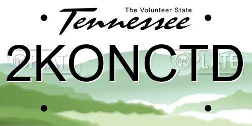 2KONCTD Tennessee License Plate