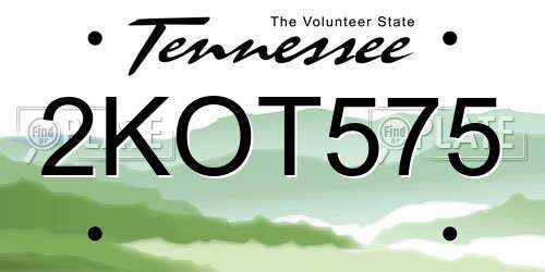 2KOT575 Tennessee License Plate
