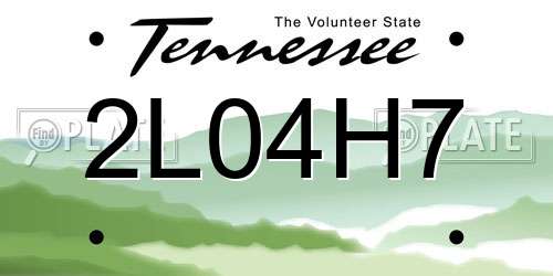 2L04H7 Tennessee License Plate