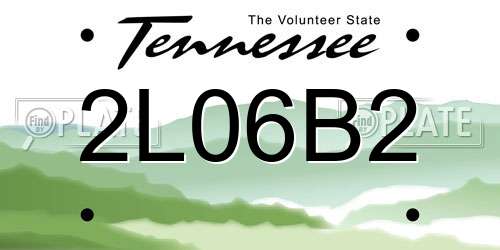 2L06B2 Tennessee License Plate