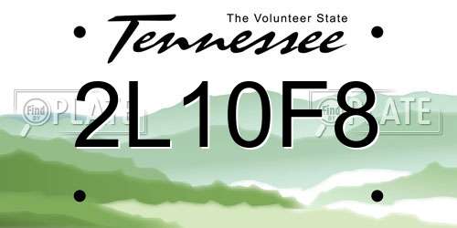 2L10F8 Tennessee License Plate