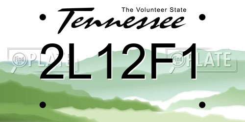 2L12F1 Tennessee License Plate