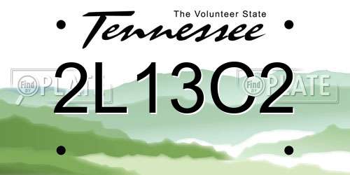 2L13C2 Tennessee License Plate