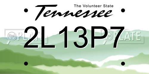 2L13P7 Tennessee License Plate